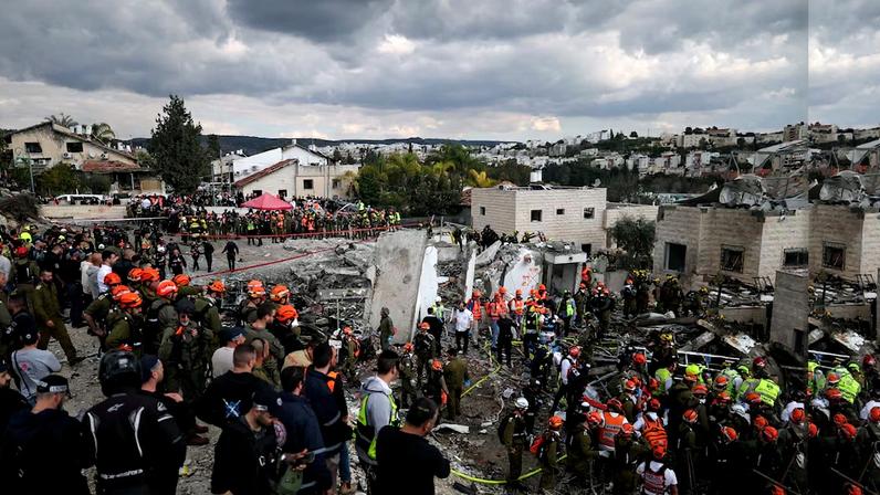 Aftermath of an Iranian strike in Beit Shemesh