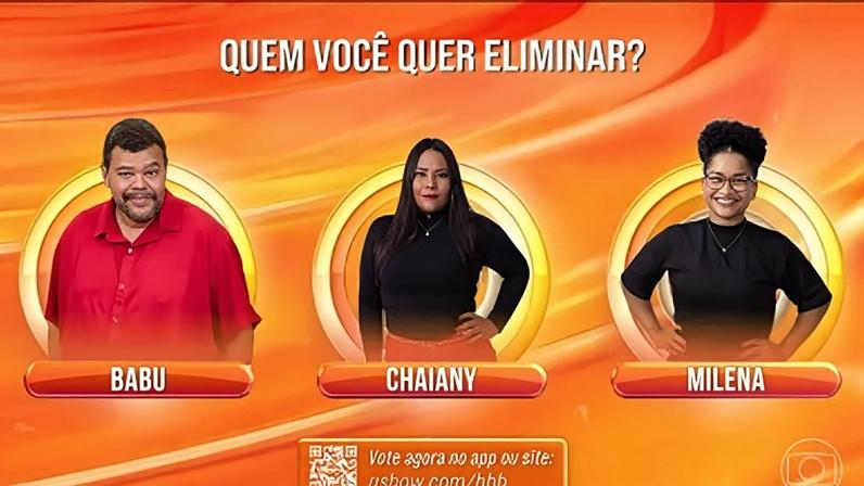 Vote em quem você quer eliminar do BBB 26: Babu Santana, Chaiany ou Milena