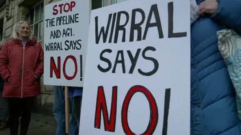 Hundreds of protesters gathered outside Wallasey Town Hall ahead of an extraordinary general meeting where the scheme was debated