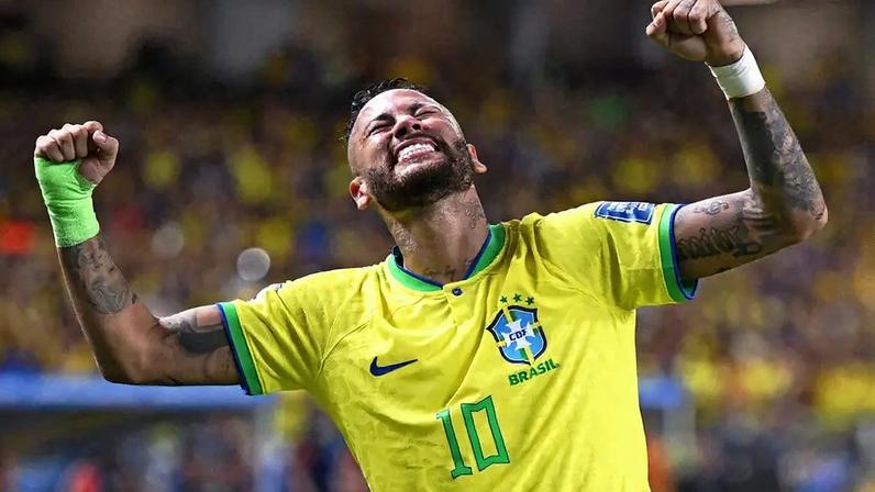 Neymar celebra gol pela Seleção Brasileira (Foto: Vitor Silva/CBF)