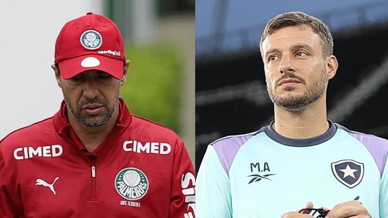 Abel Ferreira, do Palmeiras e Martín Anselmi, do Botafogo