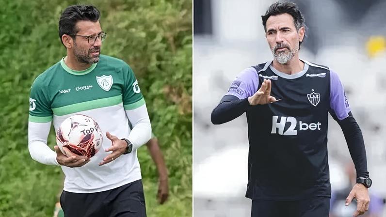 Alberto Valentim, técnico do América-MG, Eduardo Domínguez, técnico do Atlético-MG