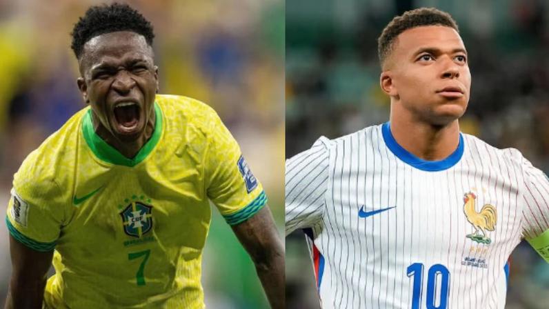 Vini Jr. e Mbappé são colegas no Real Madrid, mas vão se enfrentar por seleções diferentes