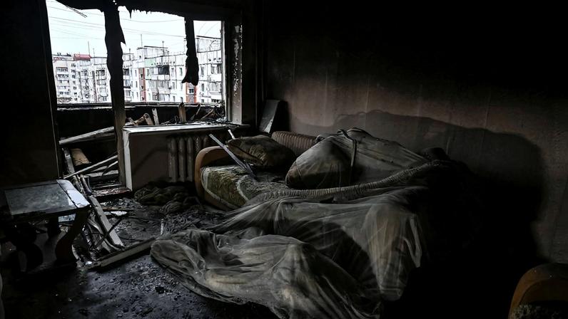 The interior of the damaged flat in an apartment building hit by a Russian drone strike, amid Russia's attack on Ukraine, in Zaporizhzhia, Ukraine February 26, 2026. REUTERS/Stringer