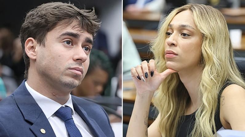 Deputado Nikolas Ferreira (PL-MG) e a deputada Erika Hilton (PSOL-SP)