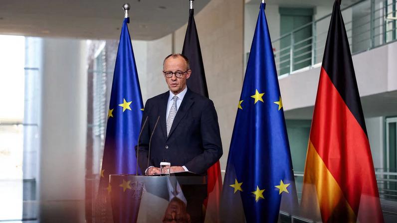 German Chancellor Friedrich Merz makes a statement on the situation in the Middle East, after Israel and the U.S. launched strikes on Iran, at the chancellery in Berlin, Germany, March 1, 2026.