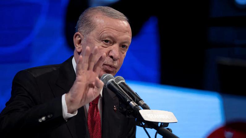 Turkish President Tayyip Erdogan delivers a speech during the opening ceremony of male and female dormitories at Bogazici University, in Istanbul, Turkey, February 13, 2026. REUTERS/Umit Bektas