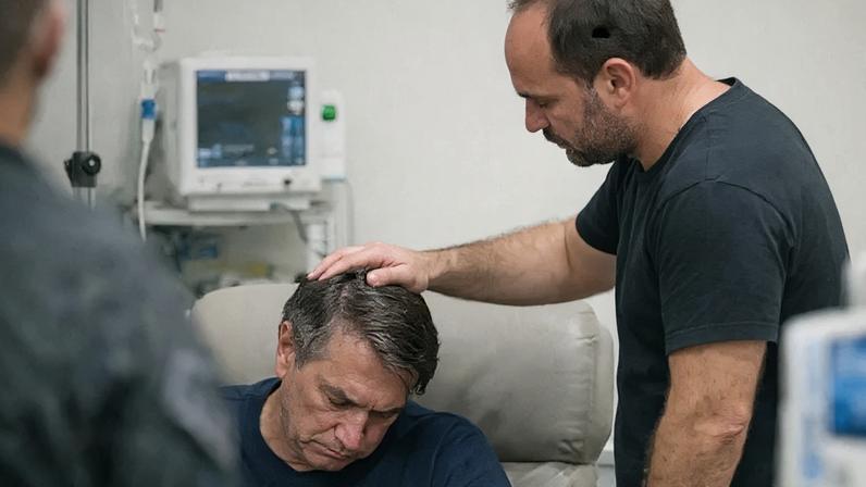 Carlos Bolsonaro diz que o pai, Jair Bolsonaro, está sonolento por conta dos medicamentos e que reclamou de respiração debilitada