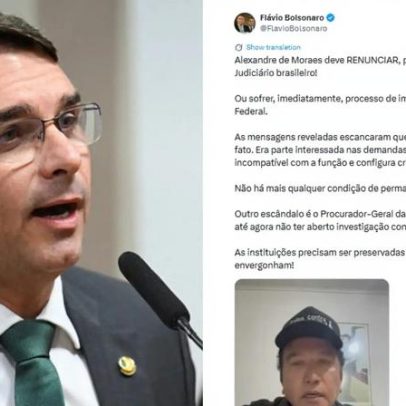 Flávio Bolsonaro pede impeachment de Moraes após mensagens de Vorcaro
