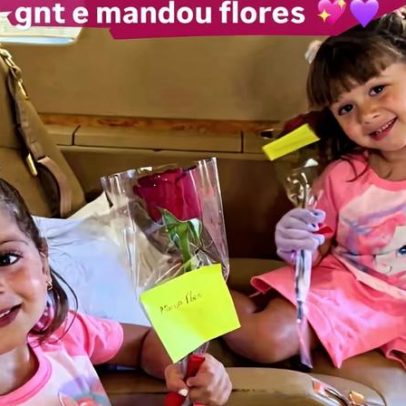 Virginia viaja em jatinho emprestado de Zé Felipe e recebe flores