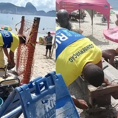 Turista tenta quebrar coco e danifica estátua de Drummond em Copacabana