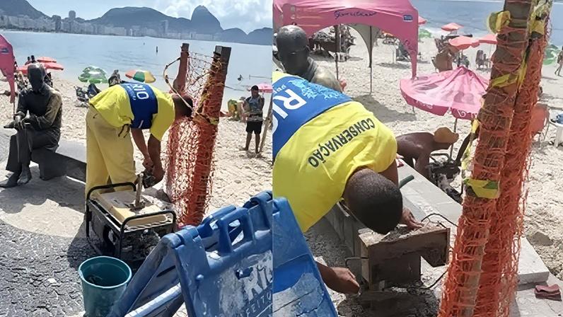 Estátua já passa por processo de restauração, segundo a prefeitura do Rio.