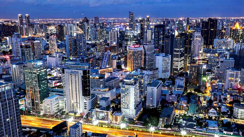 Bangkok's skyline photographed during sunset in Bangkok