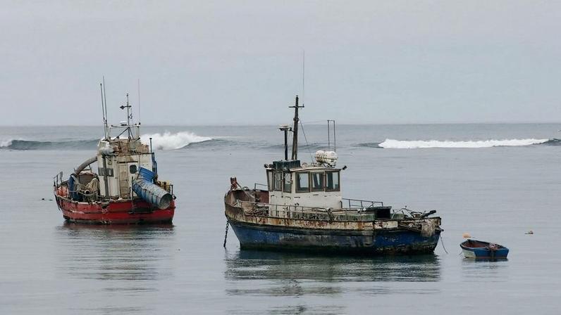 Fishing boats in harbor at Port Nolloth, South Africa. Image by South African Tourism via Wikimedia Commons.