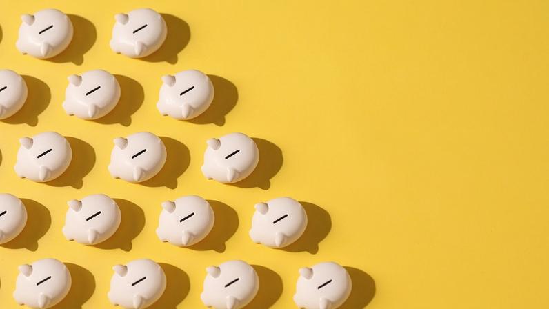 Porquinhos que representam cofrinhos para guardar dinheiro