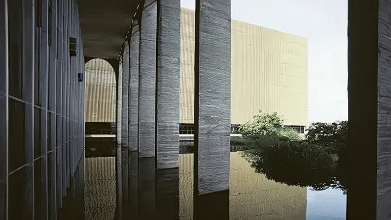 Detalhe da fachada do Palácio do Itamaraty, em Brasília; local é a sede do Ministério das Relações Exteriores