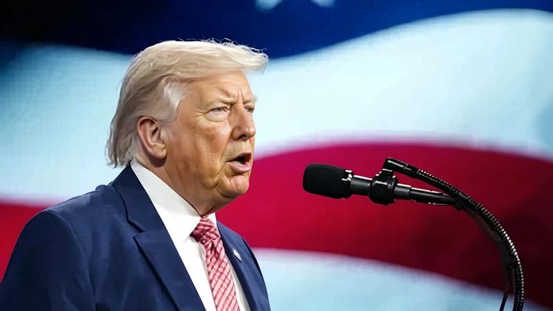 O presidente dos EUA, Donald Trump, durante discurso na Cúpula FII PRIORITY em Miami Beach, Flórida