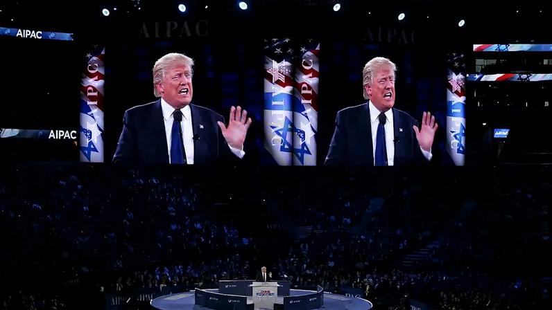 Donald Trump addresses the annual policy conference of the American Israel Public Affairs Committee (AIPAC) March 21, 2016 in Washington