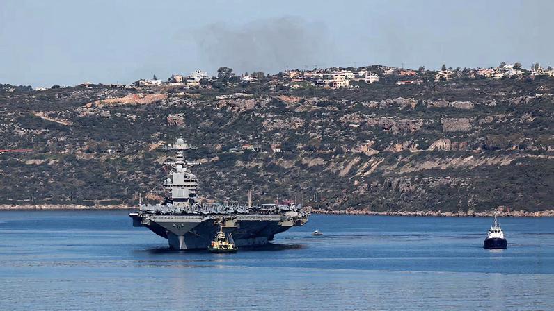 USS Gerald R. Ford aircraft carrier leaves Souda Bay on the island of Crete, Greece, February 26, 2026. REUTERS/Makis Kartsonakis/File Photo