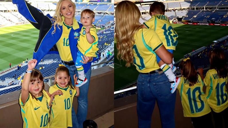Virginia Fonseca com os filhos em Orlando