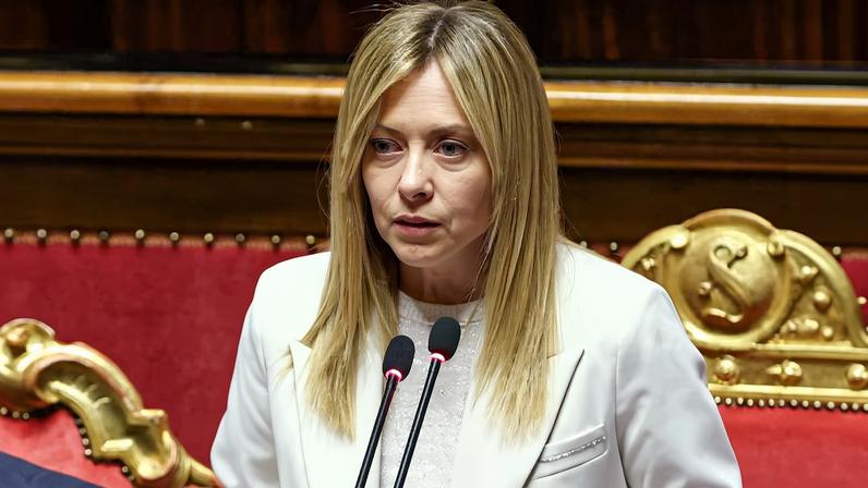 Italy's Prime Minister Giorgia Meloni speaks during a session at Italy's Senate in Rome, Italy, March 11, 2026. REUTERS/Matteo Minnella