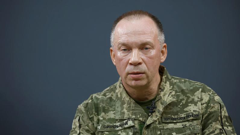 Commander of the Ukrainian Ground Forces Syrskyi attends an in interview with Reuters in Kharkiv region