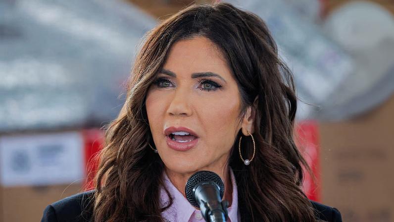 U.S. Secretary of Homeland Security Kristi Noem holds a press conference to provide an update on border security and drug seizures along the U.S. Mexico border, in Otay Mesa, San Diego, California, U.S., February 12, 2026.