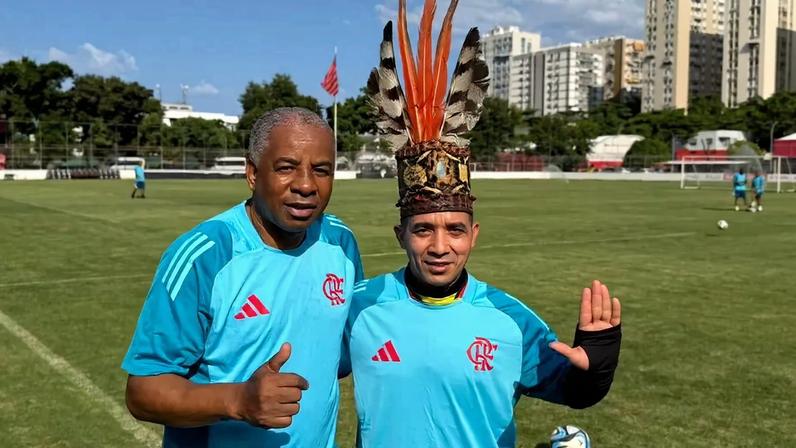 Andrade e Haru Kuntanawa em treino na Gávea (Foto: Divulgação)