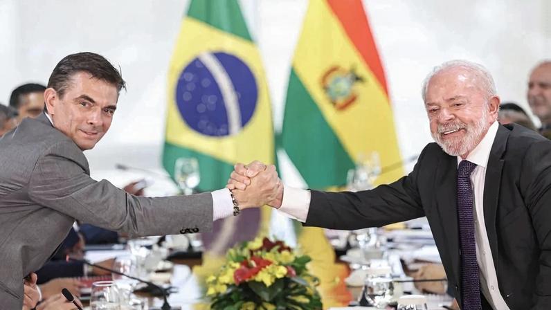 O presidente da Bolívia, Rodrigo Paz, e o presidente Lula, durante reunião bilateral no Palácio do Planalto, em 16 de março de 2026. Foto: Marcelo Camargo/Agência Brasil