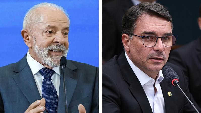 O presidente Lula e o senador Flávio Bolsonaro. Fotos: Ricardo Stuckert/PR e Vinicius Loures/Câmara dos Deputados