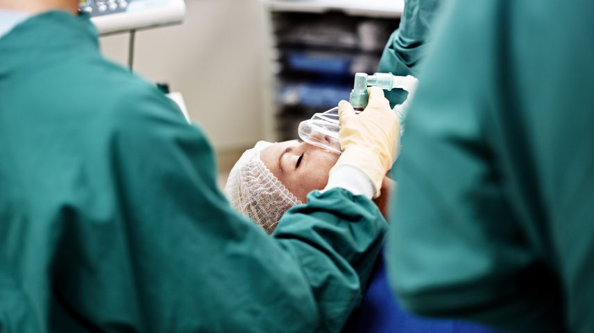 A patient being anesthetized