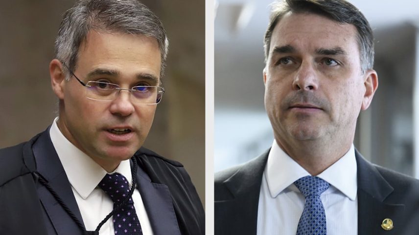 Mendonça, bolsonarista de carteirinha, tem dado impulso à sanha. Flávio, o candidato suspeito, é poupado do escrutínio – Imagem: Arquivo/STF e Andressa Anholete/Agência Senado