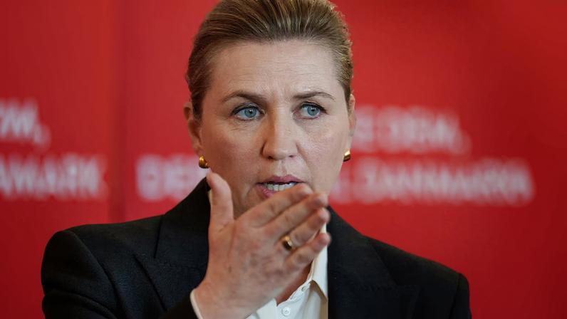Denmark's Prime Minister Mette Frederiksen presents the Social Democrats' immigration proposal in the party's meeting room at Christiansborg in Copenhagen, Denmark March 10, 2026. Ritzau Scanpix/Liselotte Sabroe/via REUTERS
