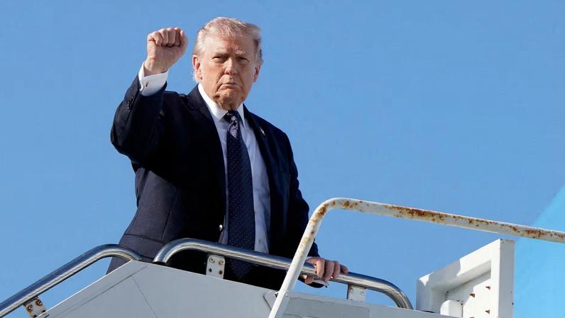 U.S. President Donald Trump departs Florida