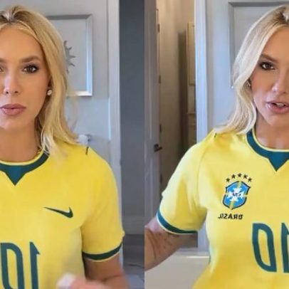 Virginia Fonseca usa camisa 10 de Vini Jr. em apoio ao Brasil contra a Croácia