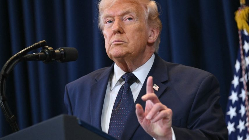 U.S. President Donald Trump speaks during a press conference in Miami.