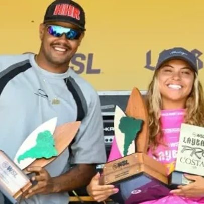 Weslley Dantas e Tainá Hinckel vencem o Sul-Americano QS da WSL