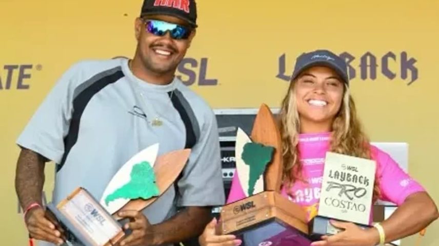 Weslley Dantas e Tainá Hinckel vencem o Sul-Americano QS da WSL