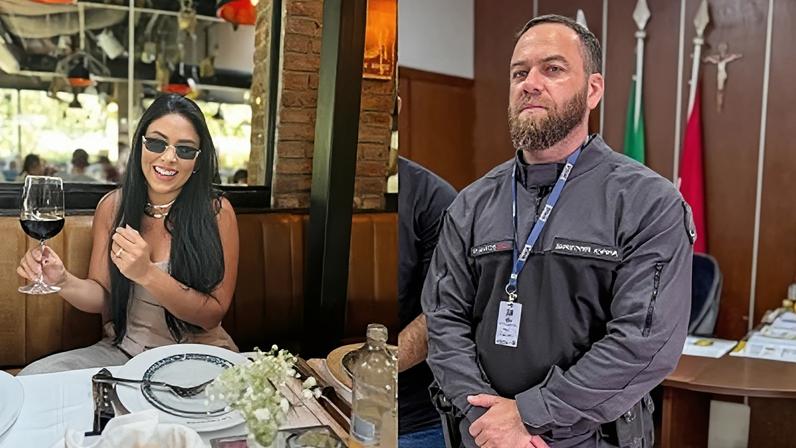 Empresária e estudante de Direito Flávia Barros, de 38 anos (esquerda), e diretor do Conjunto Penal de Paulo Afonso (BA), Tiago Sóstenes Miranda de Matos (direita).