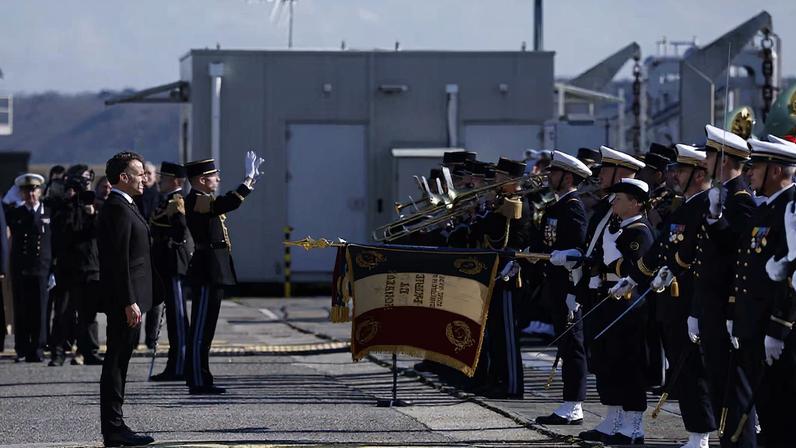French President Macron visits nuclear submarine navy Base in Ile Longue