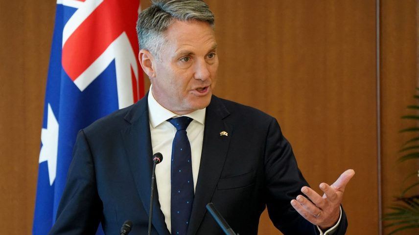 Australia's Defence Minister Richard Marles speaks during a press conference with Japan's Defence Minister Shinjiro Koizumi (not pictured) at the Ministry of Defence in Tokyo on December 7, 2025.