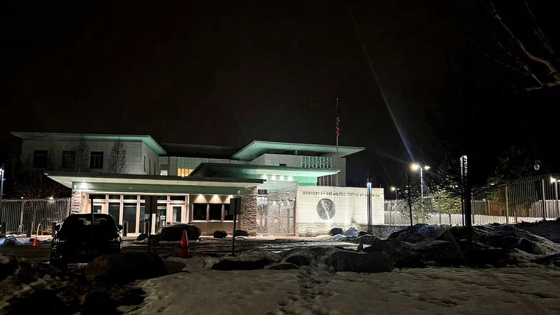 The U.S. embassy, after the Norwegian police said that the embassy was hit by a loud explosion, in Oslo, Norway, March 8, 2026. REUTERS/Gwladys Fouche