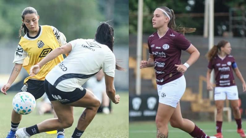 Santos na preparação contra o time e Ferroviária no jogo contra São Paulo