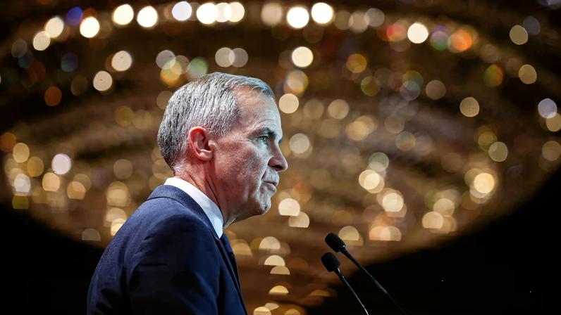 Canada's Prime Minister Mark Carney speaks, before a dinner hosted by the Canada-China Business Council, during the first visit by a Canadian prime minister to China since 2017, in Beijing, China, January 16, 2026.