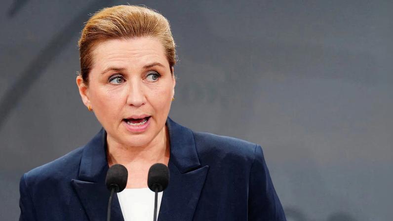 Danish Prime Minister Mette Frederiksen holds a press conference on European security in the Mirror Hall at the Prime Minister's Office in Copenhagen