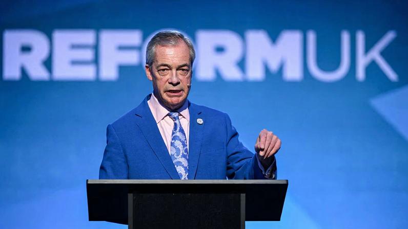 Britain's Reform UK leader Nigel Farage responds to a question from a member of the media after announcing members of the party's shadow cabinet, in London, Britain, February 17, 2026.