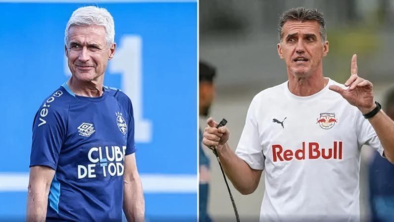 Técnicos Luís Castro, do Grêmio, e Vágner Mancini, do RB Bragantino