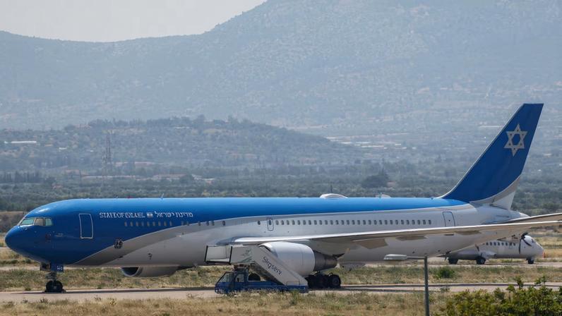 Israeli state aircraft "Wing of Zion" which flew Israel's ambassador to Greece from Ben Gurion airport, is seen at International Airport in Athens, Greece, June 13, 2025. REUTERS/Stelios Misinas/File Photo