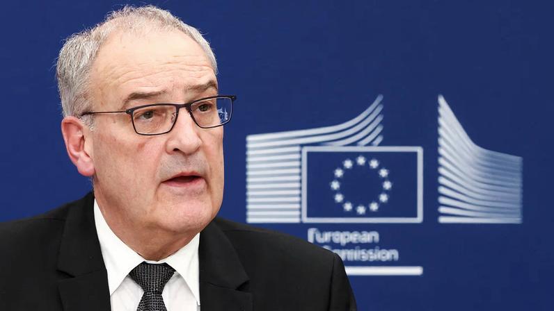 President of the Swiss Federation, Guy Parmelin, speaks next to European Commission President Ursula von der Leyen (not pictured), ahead of the signing of a broad package of EU-Switzerland agreements, in Brussels, Belgium, March 2, 2026.