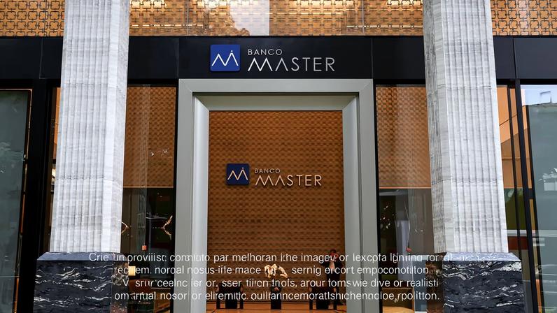 A security guard stands outside Bank Master (Banco Master), following the arrest of the controlling shareholder of lender Banco Master, businessman Daniel Vorcaro, in Sao Paulo